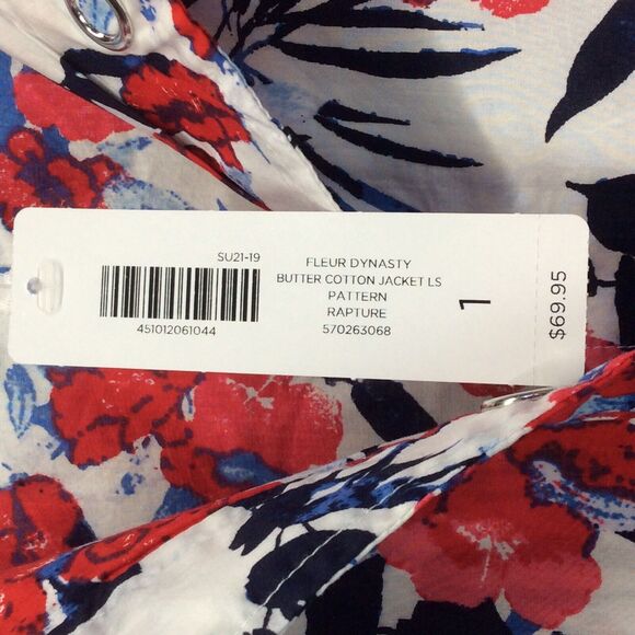 Chico's Patriotic Jacket Women's Size 1 (S/8) Fleur Dynasty Butter Lightweight - Picture 5 of 11